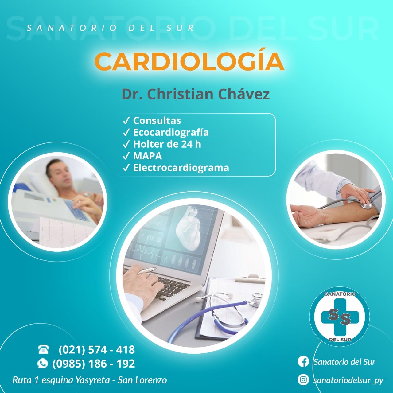 Agenda tus consultas y estudios cardiologicos en el Sanatorio del Sur